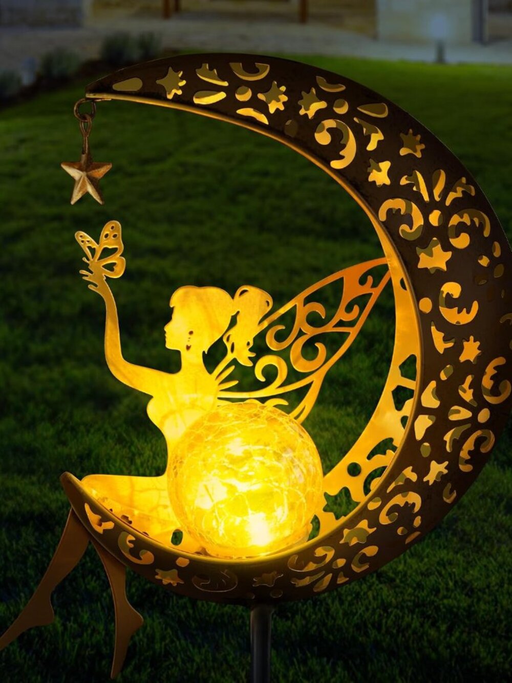 Solar Fairy Moon Garden Stake Light, Outdoor Yard Patio Decor Gift